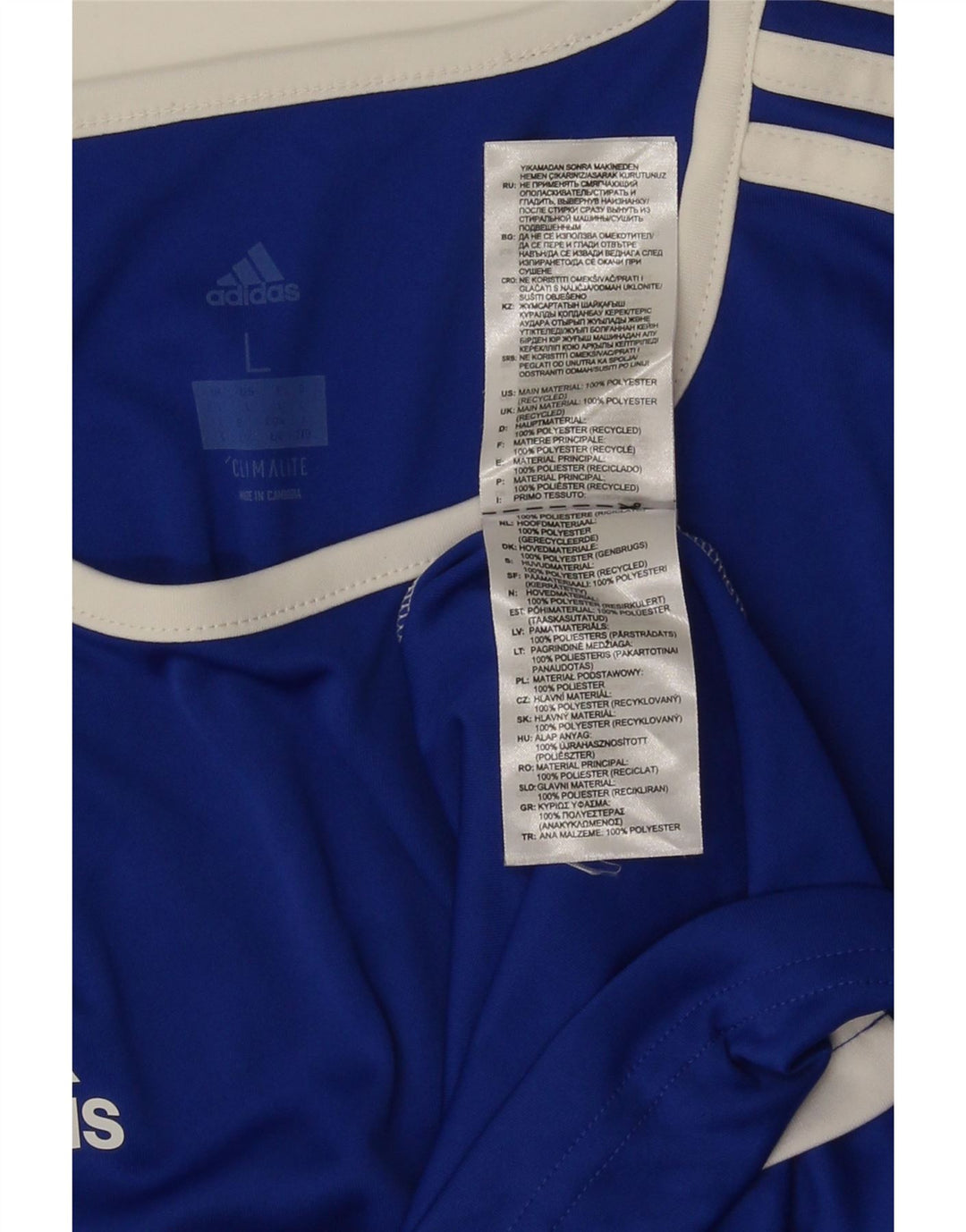 Adidas Męska koszulka Climalite Top, duża, niebieska, poliestrowa z blokami kolorów