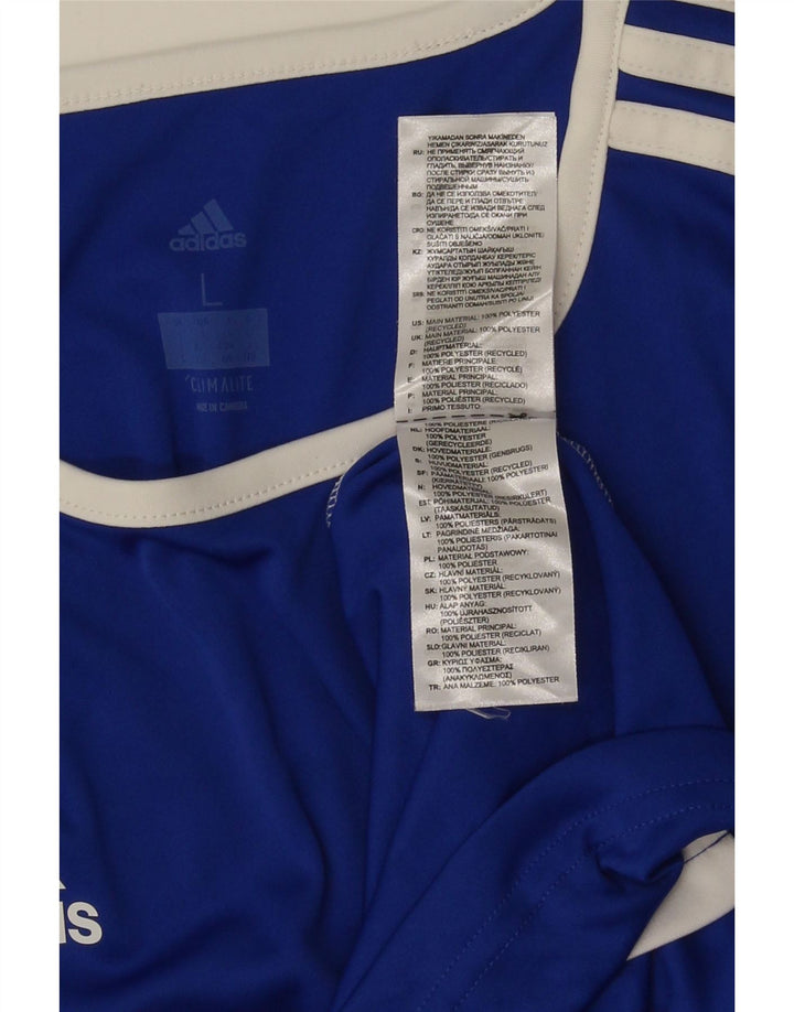 Adidas Męska koszulka Climalite Top, duża, niebieska, poliestrowa z blokami kolorów
