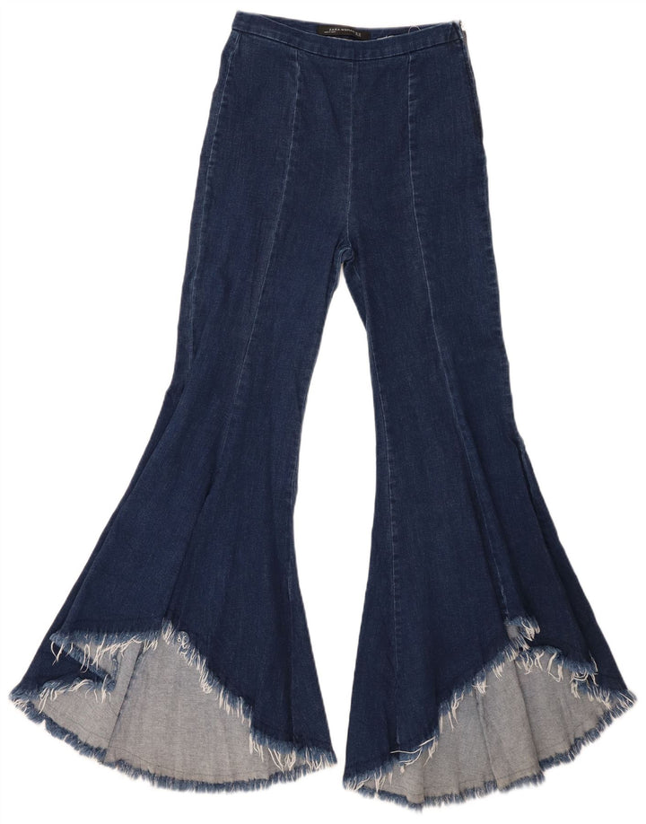 Damskie jeansy rozkloszowane Zara XS W24 L29 Granatowe