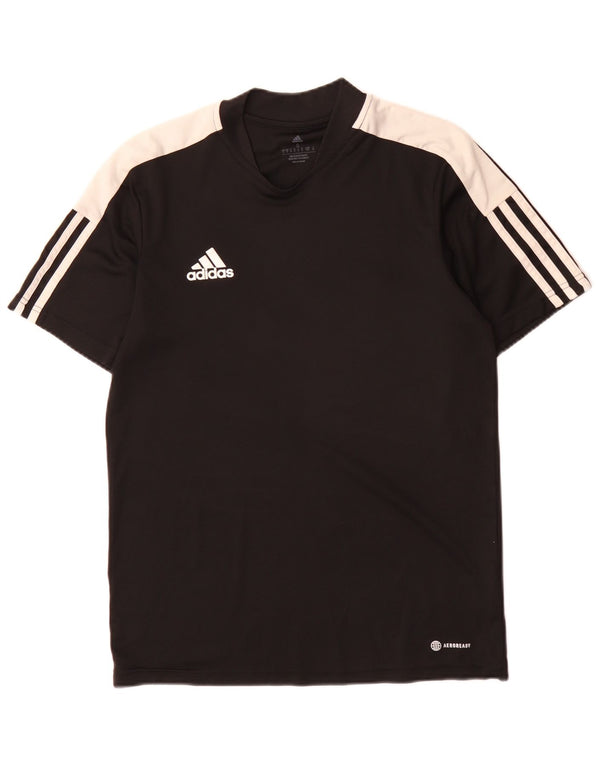Adidas Męski T-shirt Aeroready Top Mały Czarny Poliester z blokami kolorów Sport