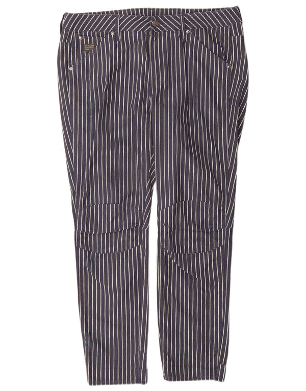 Damskie spodnie typu slim casual G-Star W30 L28 Granatowy poliester w prążki