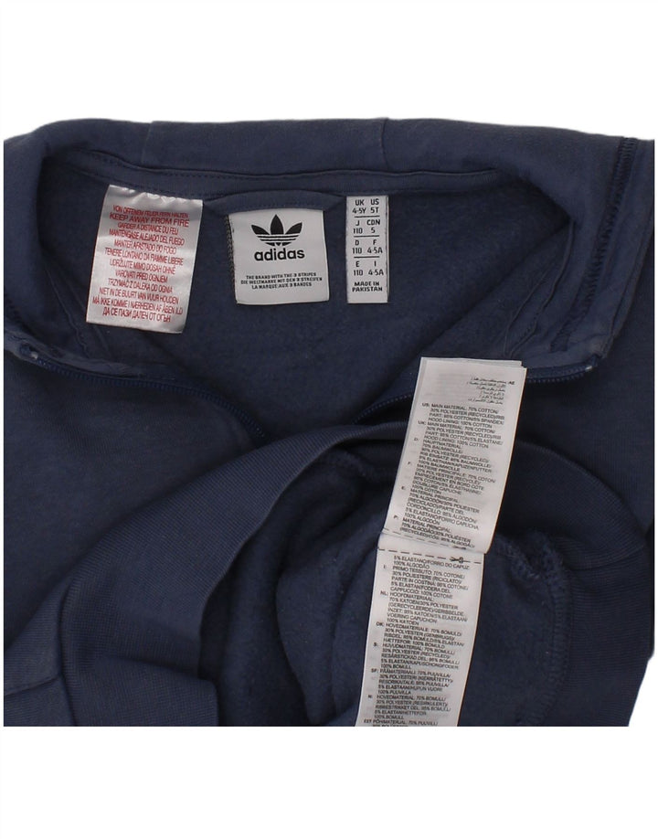 Chłopięca bluza z kapturem Adidas z grafiką i zamkiem błyskawicznym 4-5 lat, niebieska bawełna