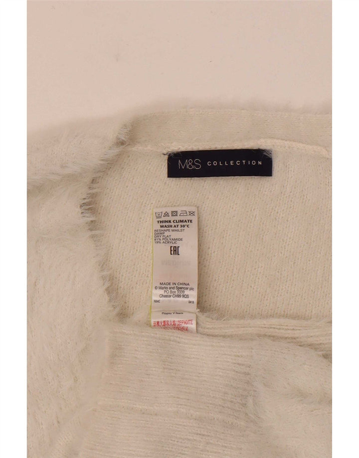 Marks & Spencer Damski sweter z dekoltem w kształcie litery V, UK 12, średni złamanej bieli