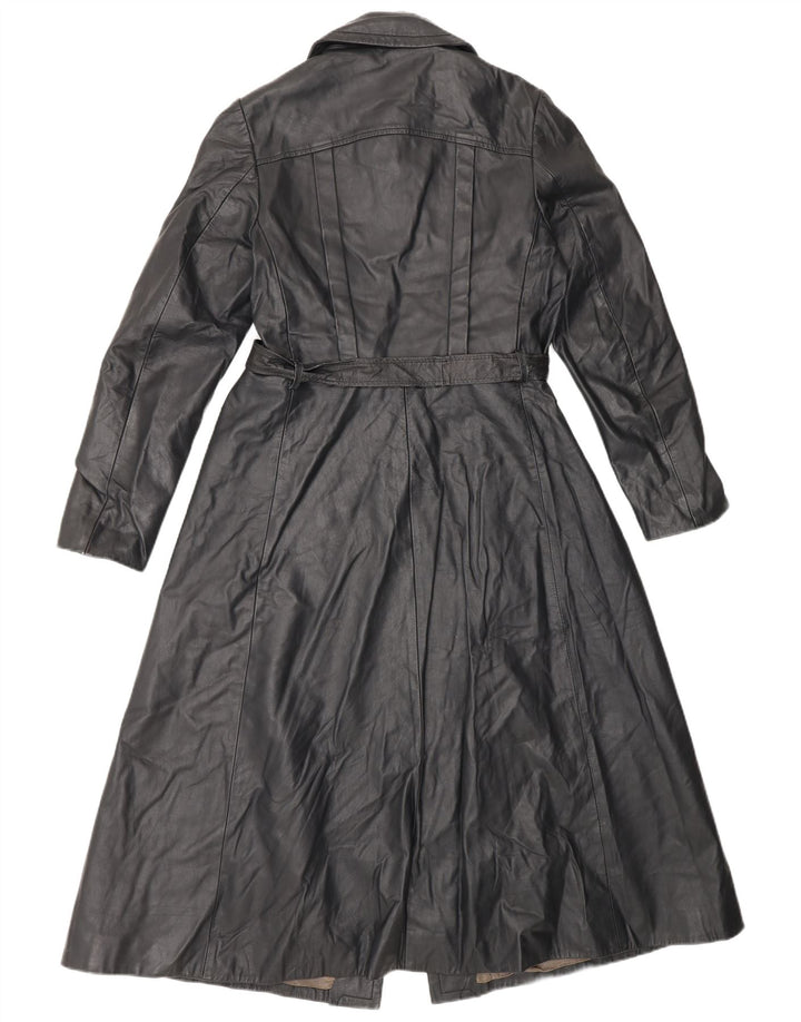 Vintage damski płaszcz skórzany IT 42 Medium Black