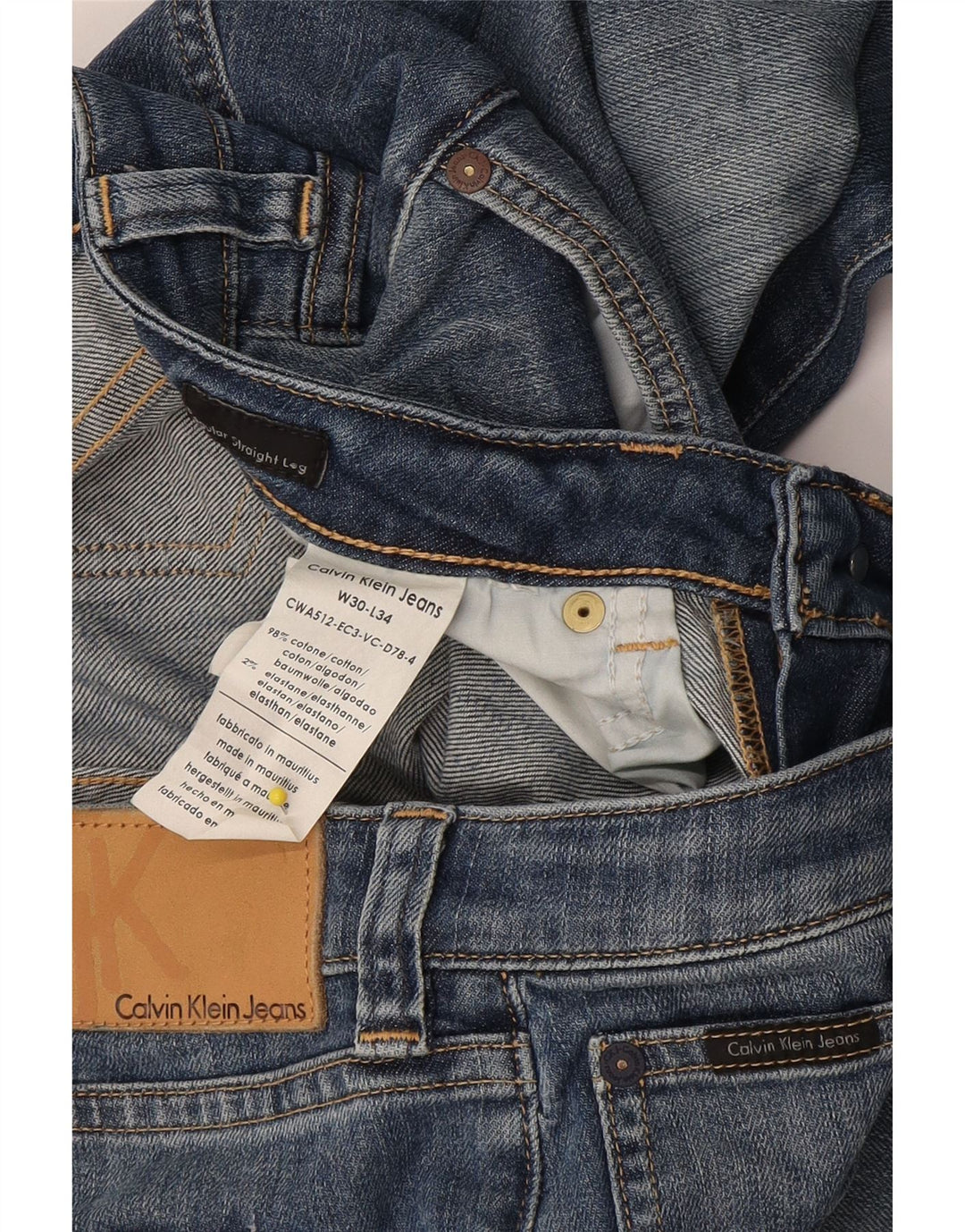 Damskie proste dżinsy Calvin Klein W30 L34 Niebieskie bawełniane
