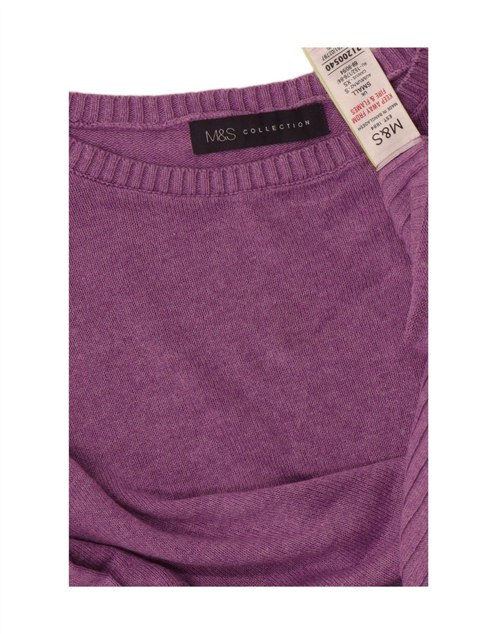 MARKS & SPENCER Damski sweter z dekoltem w łódkę UK 10 Small Fioletowa Wiskoza