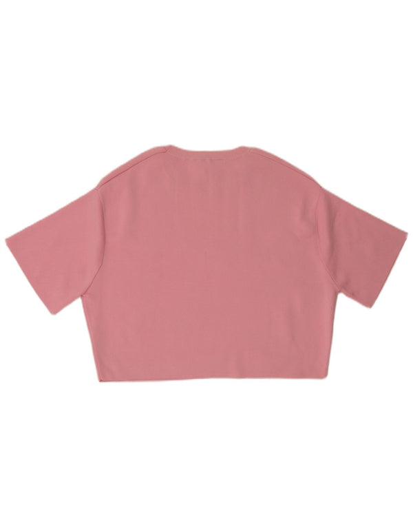 Zara Womens Crop Top UK 14 Medium Pink Nylon