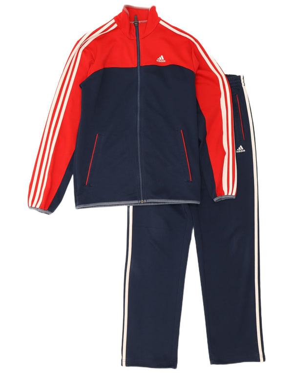 Adidas Męski pełny dres UK 36/38 Mały granatowy poliester z blokami kolorów