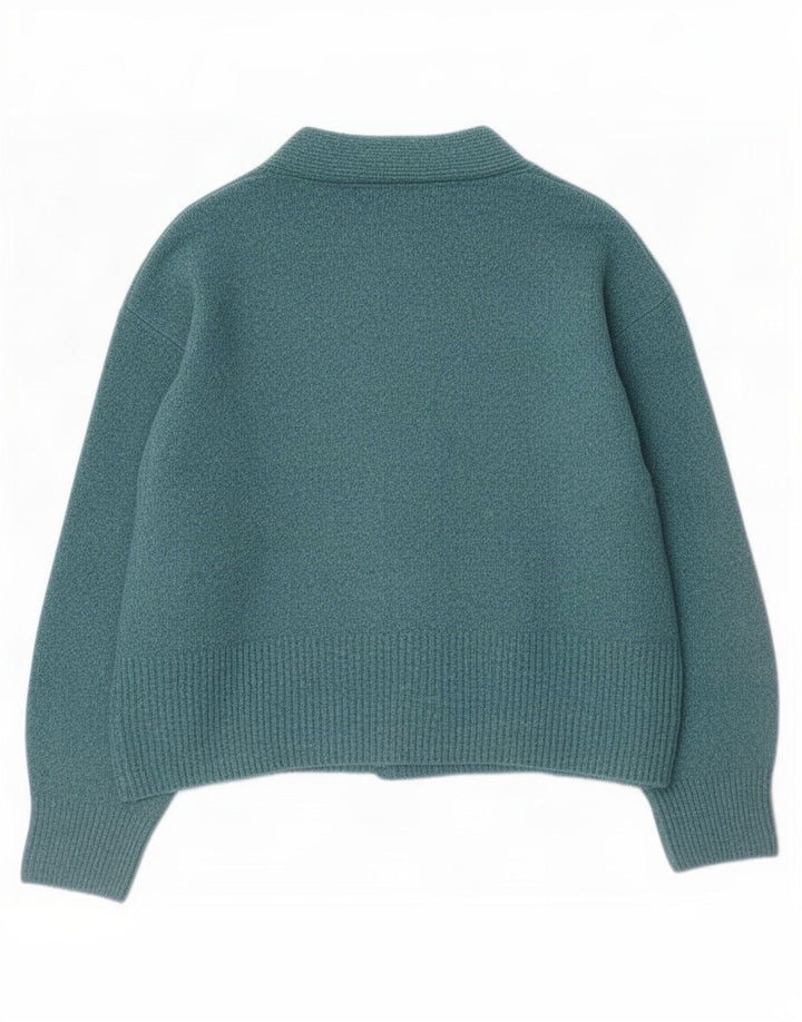 Marks & Spencer Damski sweter kardigan UK 14, średni niebieski, bawełniany