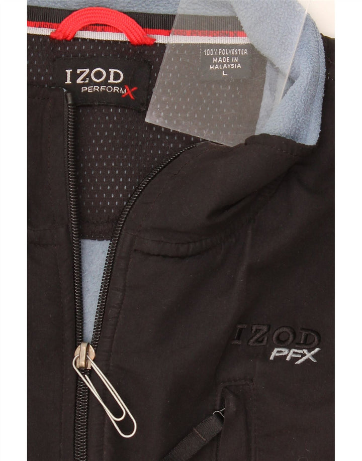 IZOD Mens Fleece Jacket UK 40 Large Blue Colourblock Polyester Vintage Izod and Second-Hand Izod from Messina Hembry 