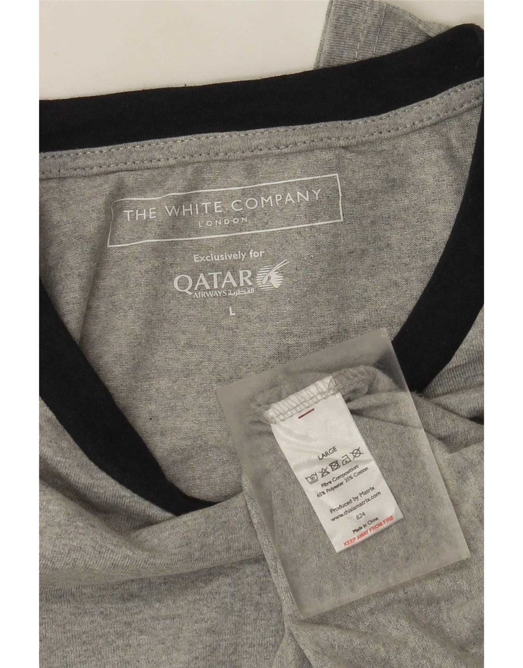 Męski top z długim rękawem The White Company, duży, szary, z blokami kolorów, poliester