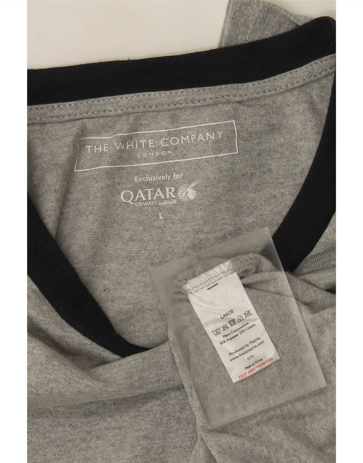 Męski top z długim rękawem The White Company, duży, szary, z blokami kolorów, poliester