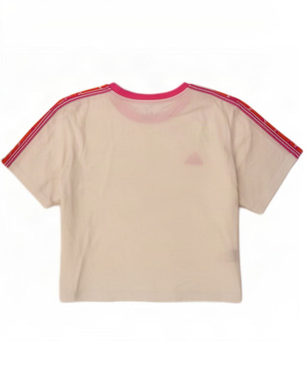 Damska koszulka Adidas Crop Graphic Top UK 12/14 Średnia biała bawełna