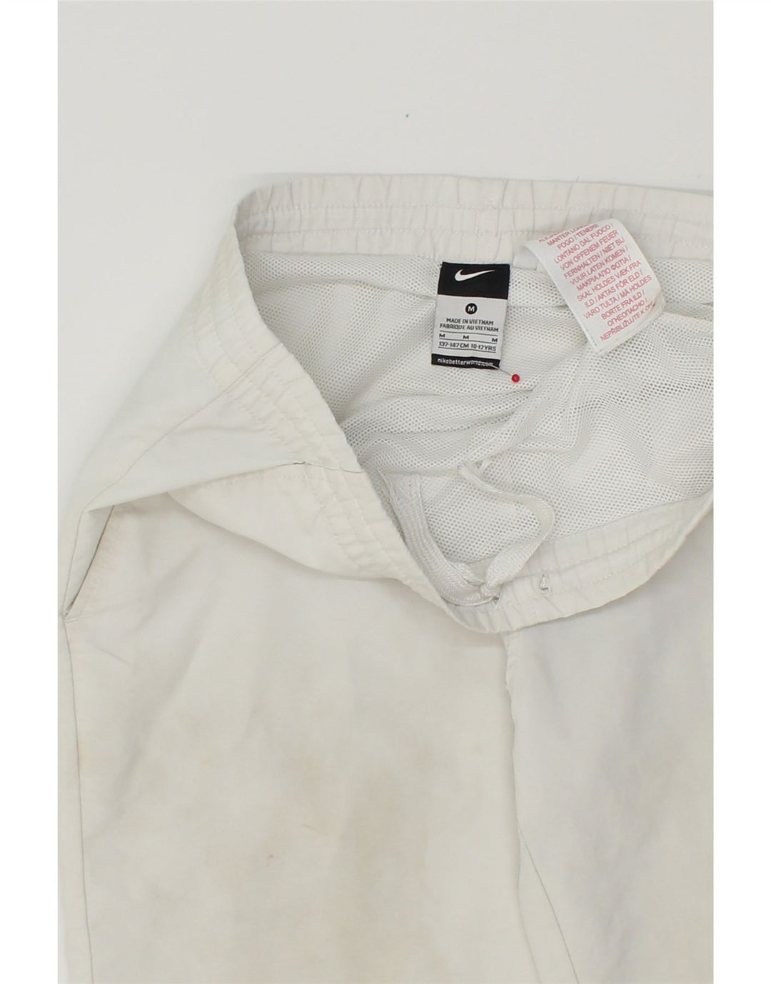 NIKE Boys Graphic Sport Shorts 10-11 Years Medium White Polyester Vintage Nike and Second-Hand Nike from Messina Hembry 