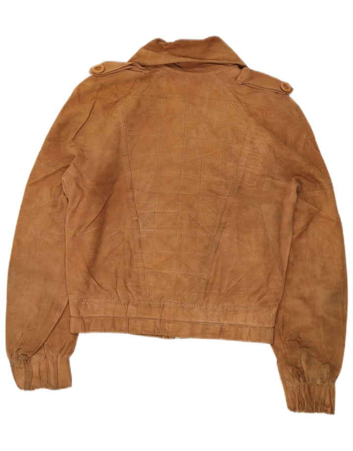 Vintage damska wojskowa zamszowa kurtka IT 48 XL brązowa