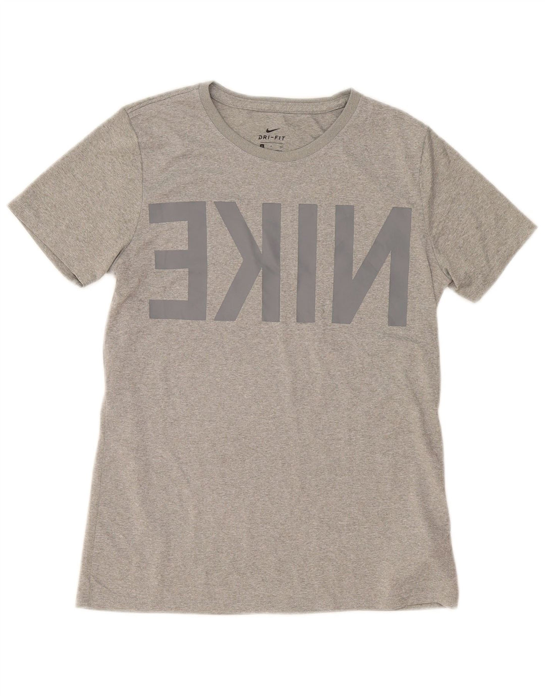Męski T-shirt z grafiką Nike Dri Fit, mały, szary, poliestrowy
