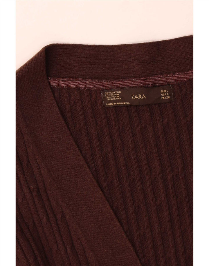 Sweter damski Zara Cardigan UK 16, duży, brązowy