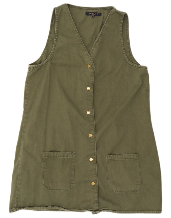 Damska sukienka koszulowa bez rękawów w stylu vintage, UK 16, duża bawełna khaki