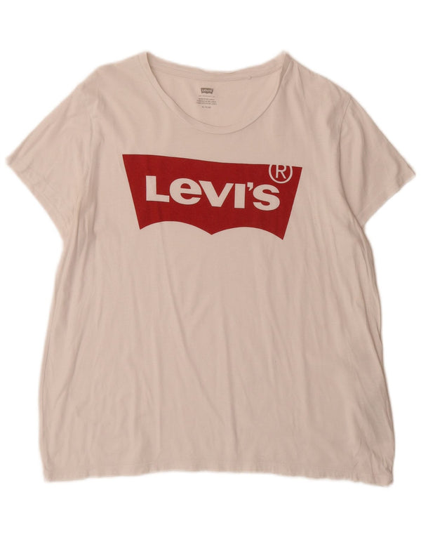 Damska koszulka z grafiką Levi's Top UK 18 XL, biała bawełna