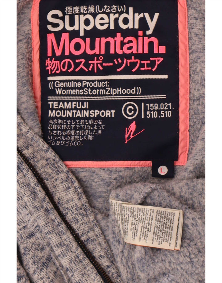 Męski sweter z kapturem i zamkiem Superdry UK 14, duży, niebieski, nakrapiany poliester
