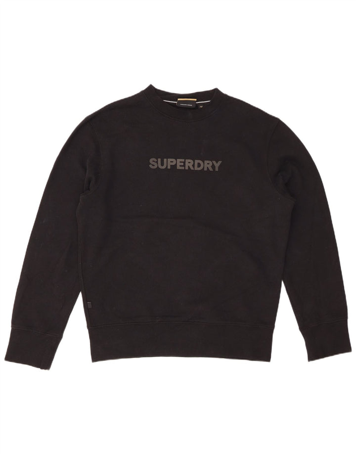 SUPERDRY Męski sweter z grafiką, mały, czarny, bawełniany