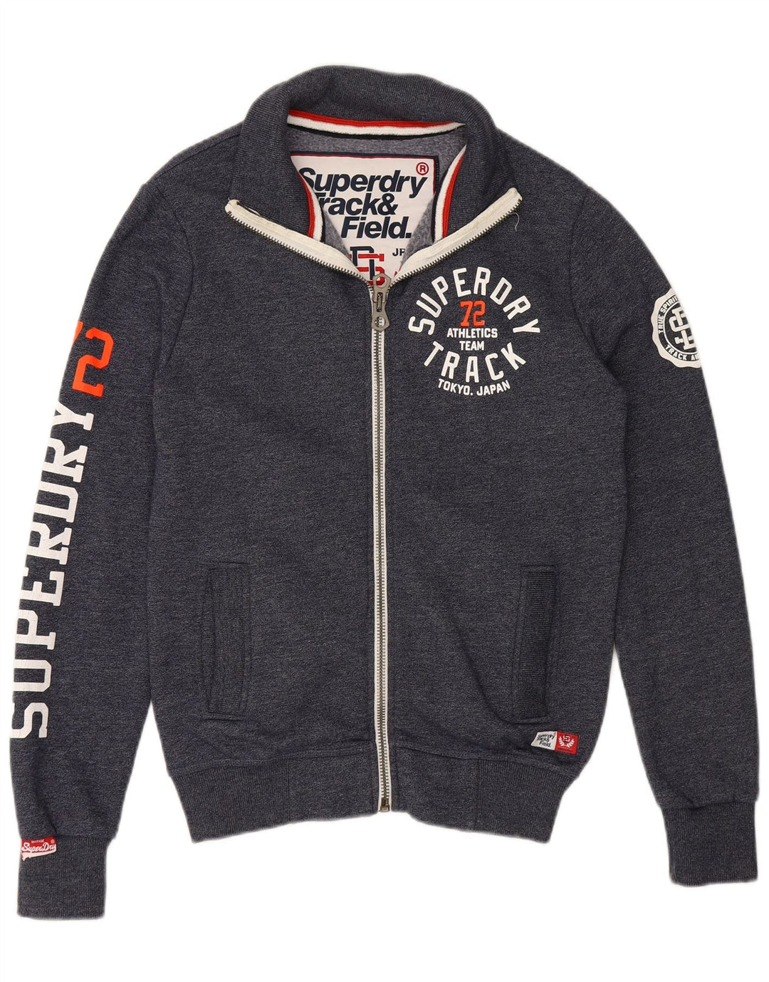 SUPERDRY Męska bluza dresowa z grafiką, mała, granatowa, bawełniana