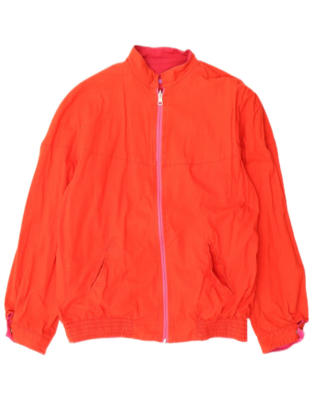 Dwustronna kurtka bomberka damska Vintage UK 12, średnio różowa, geometryczna