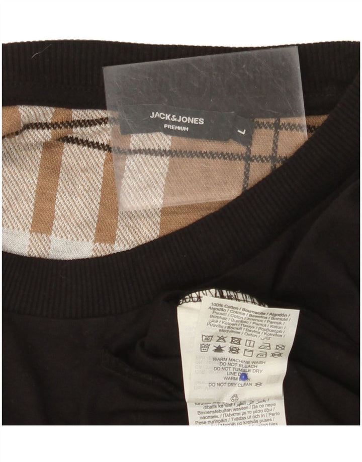 Męski T-shirt JACK & JONES, duży, czarny, bawełniany