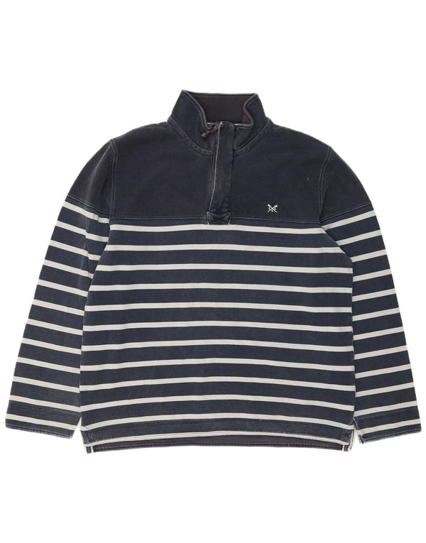 CREW CLOTHING Męski sweter z zamkiem błyskawicznym, 2XL, bawełniany w granatowe paski