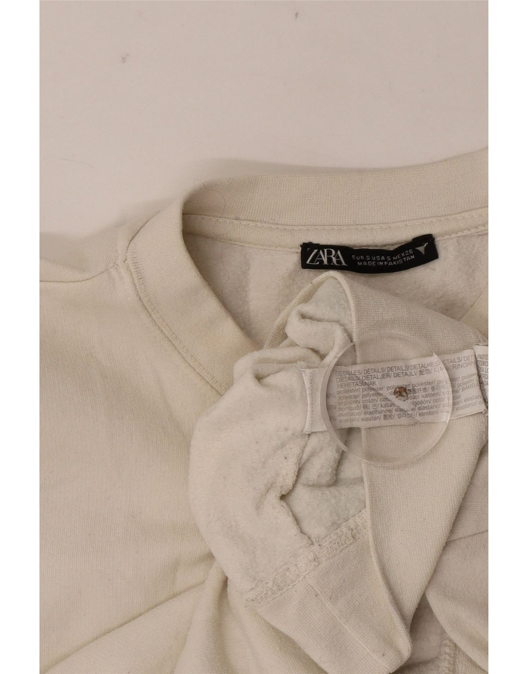 Bluza damska Zara Crop Jumper UK 10 Small White Cotton