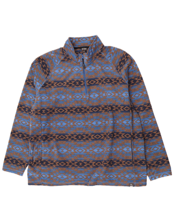 Męski sweter polarowy Cotton Traders z zamkiem błyskawicznym 2XL, niebieski, geometryczny poliester