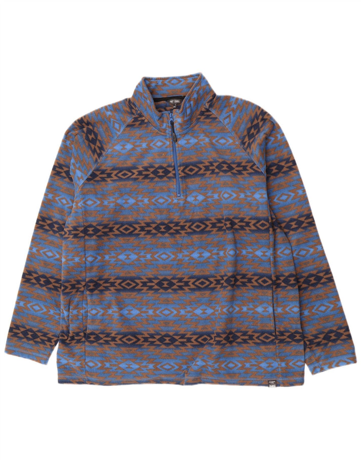 Męski sweter polarowy Cotton Traders z zamkiem błyskawicznym 2XL, niebieski, geometryczny poliester
