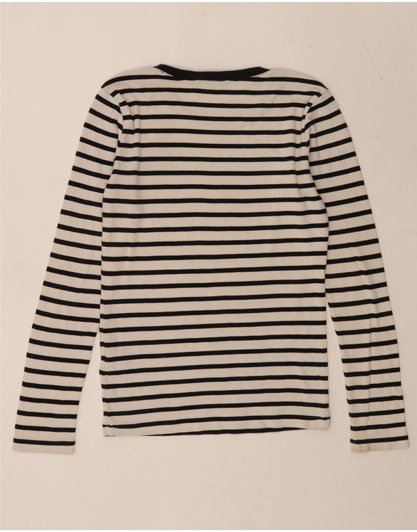 Damski top Ralph Lauren z długim rękawem, UK 12, bawełna w średnie białe paski