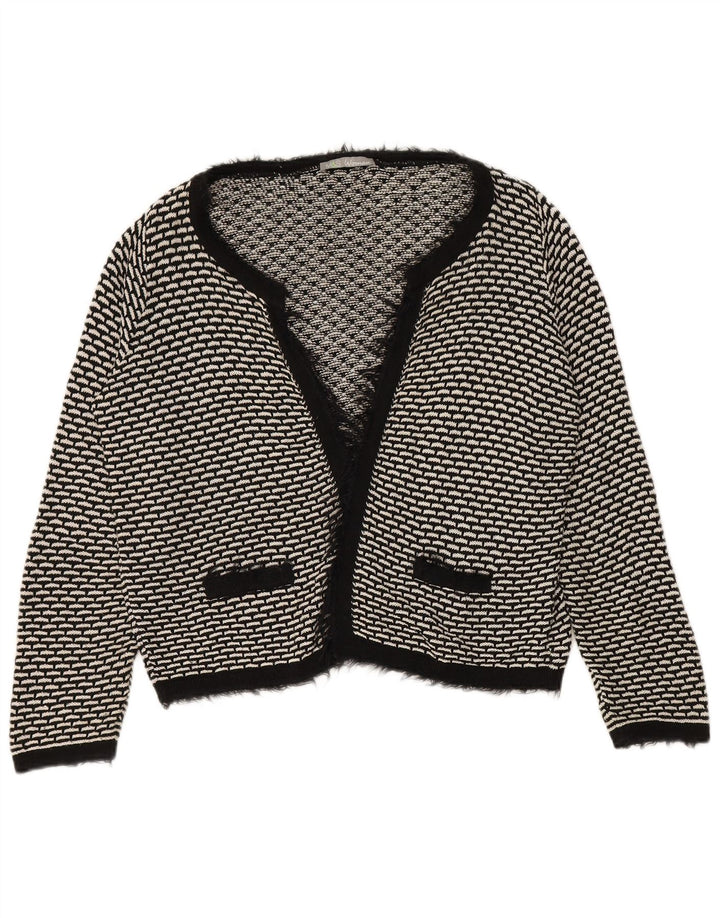 Marks & Spencer Damski sweter rozpinany UK 14, duży, czarny, geometryczny