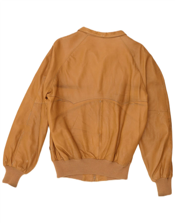 Męska kurtka skórzana w stylu vintage UK 38 Średnia brązowa skóra