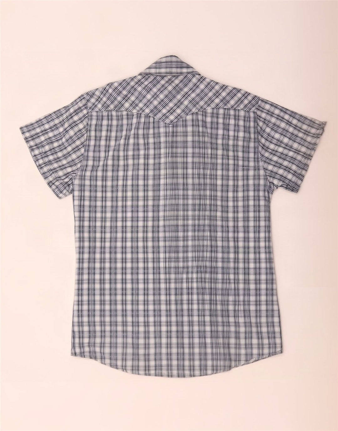Koszula męska z krótkim rękawem Jack & Jones, bawełniana w średnią niebieską kratkę