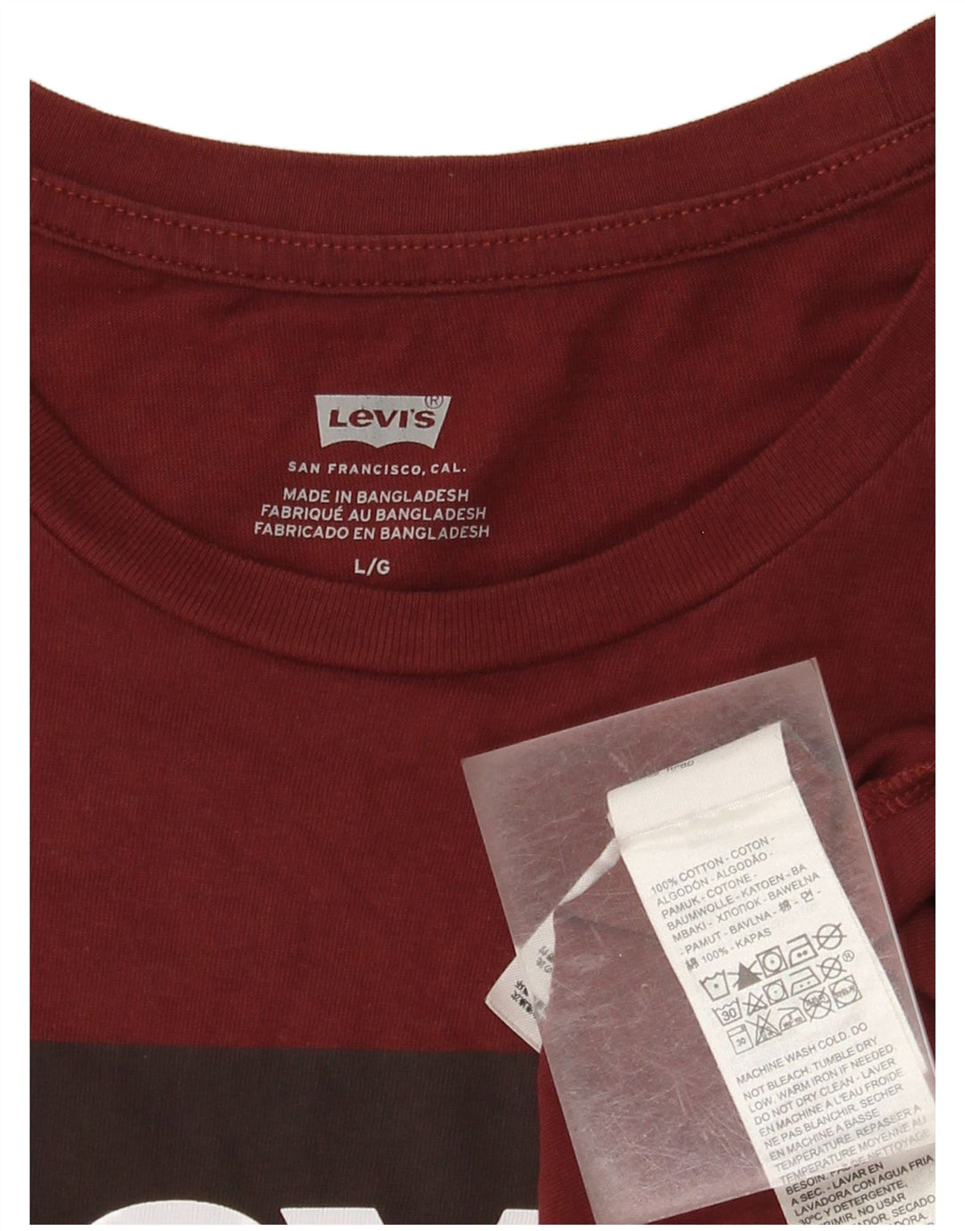 Męski T-shirt z grafiką Levi's, duży, bordowy, bawełniany