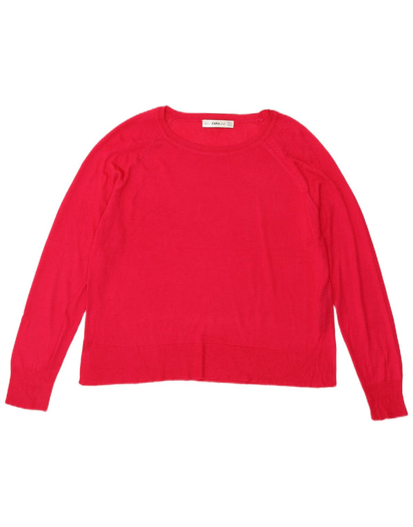 Damski sweter oversize z wycięciem pod szyją Zara UK 10 Small Pink Wiskoza