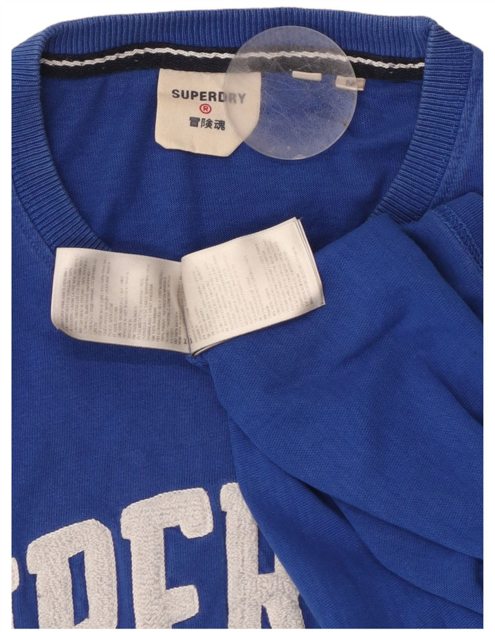 SUPERDRY Męski T-shirt z grafiką, bawełniany, średni niebieski