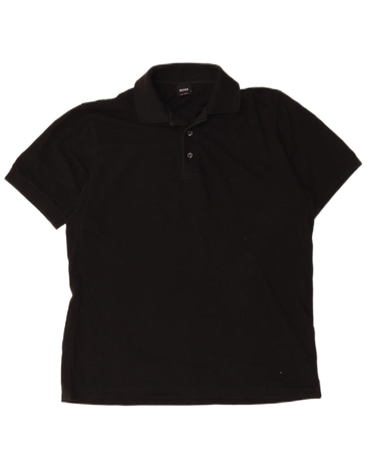 Męska koszulka polo Hugo Boss, średnia czarna, bawełniana