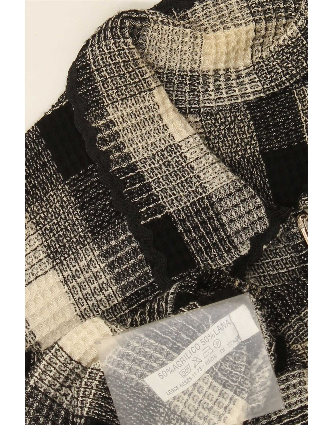 Sweter damski bez rękawów w stylu vintage, UK 12, średni, wielobarwny w kratkę