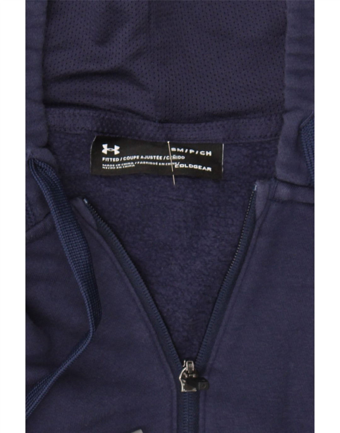 UNDER ARMOUR Mens Cold Gear Zip Hoodie Sweater Small Navy Blue Polyester Vintage Under Armour and Second-Hand Under Armour from Messina Hembry 