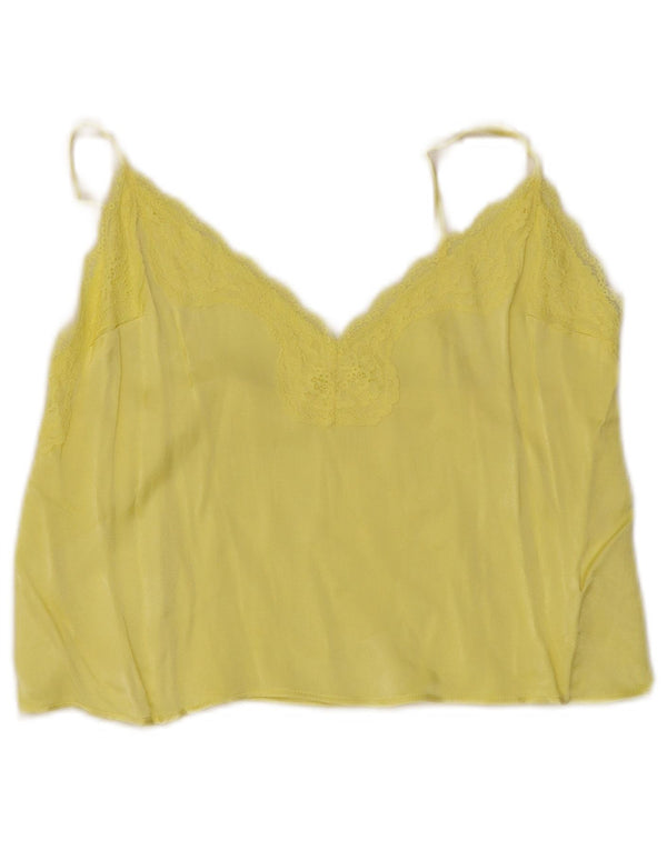 Vintage damski top na ramiączkach UK 10, mały, żółty
