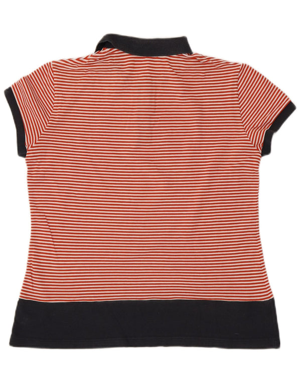 Damska koszulka polo LACOSTE, rozmiar 42, duża, bawełniana w czerwone paski