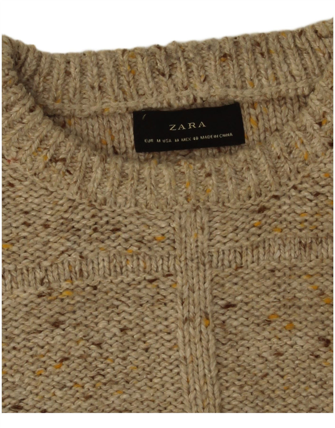 Męski sweter Zara z dekoltem w łódkę, średni beż, nakrapiany
