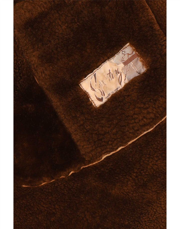 Vintage męska kurtka shearling UK 38 średni brąz