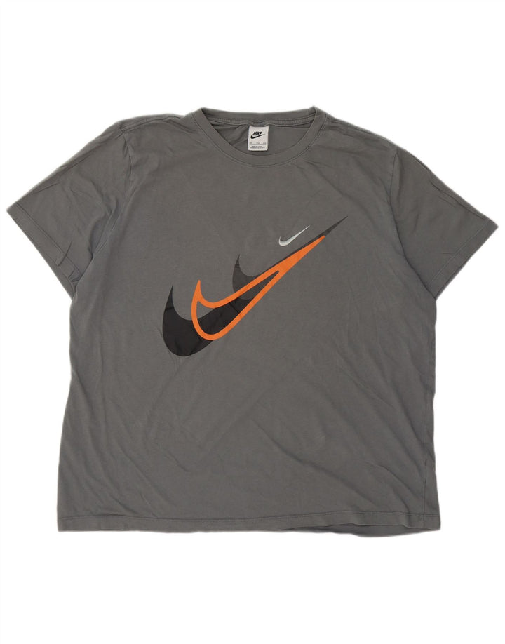 Męski T-shirt z grafiką Nike, 2XL, szara bawełna