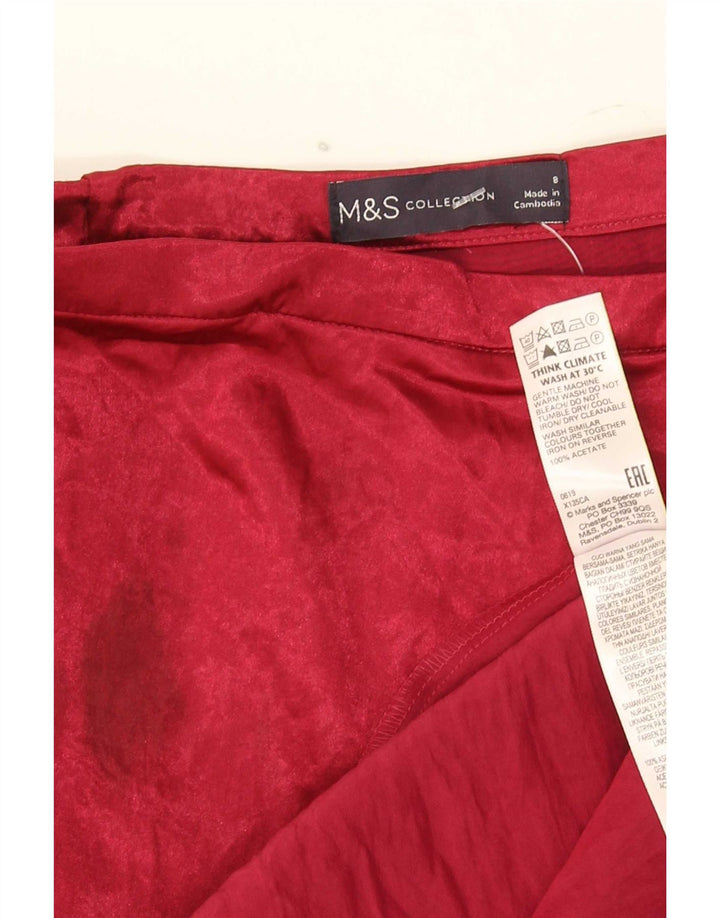 Marks & Spencer Damska spódnica w kształcie litery A UK 8 Small W26 Czerwony Acetat