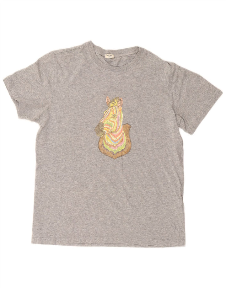 Męska koszulka z grafiką PAUL SMITH, mała, szara, bawełniana z nadrukiem zwierzęcym