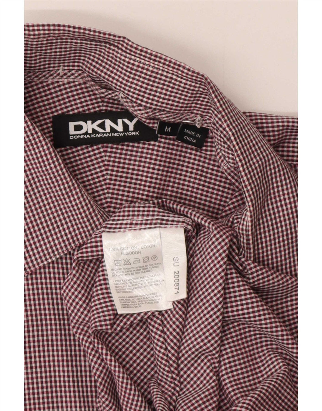 Koszula męska Dkny, bawełna w kratkę, średnia bordowa kratka